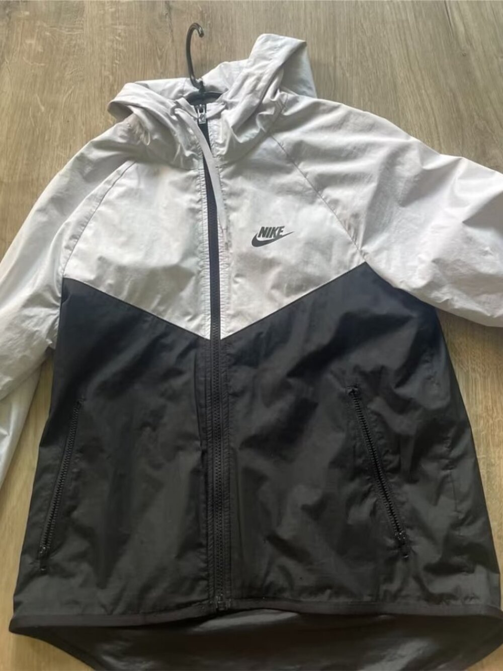 Nike Windrunner Jacket — White and Black, Size XS (Fits XS to S)